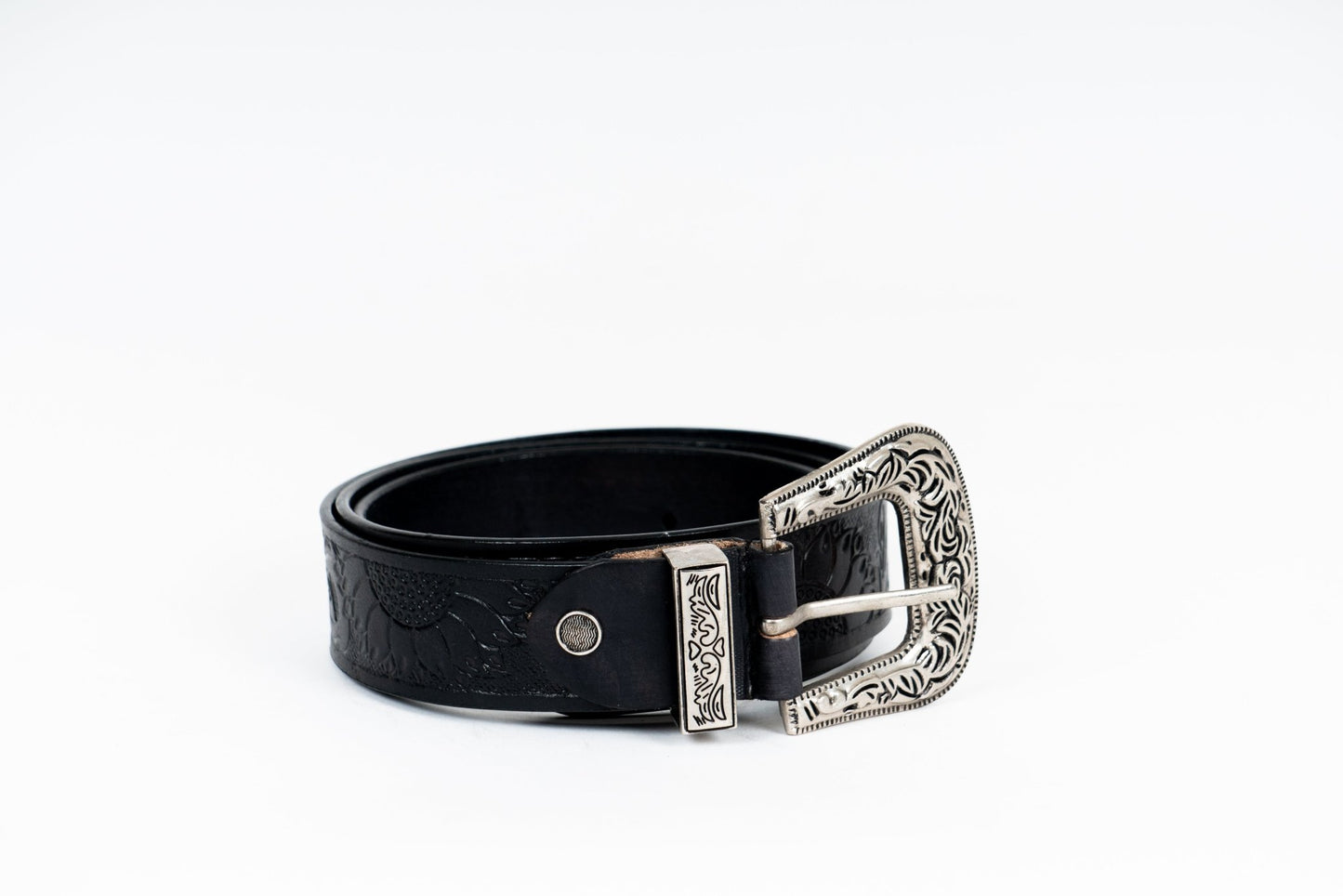 Black Sunflower Leather Belt – Hand - Tooled & Custom Made - Leather Guy