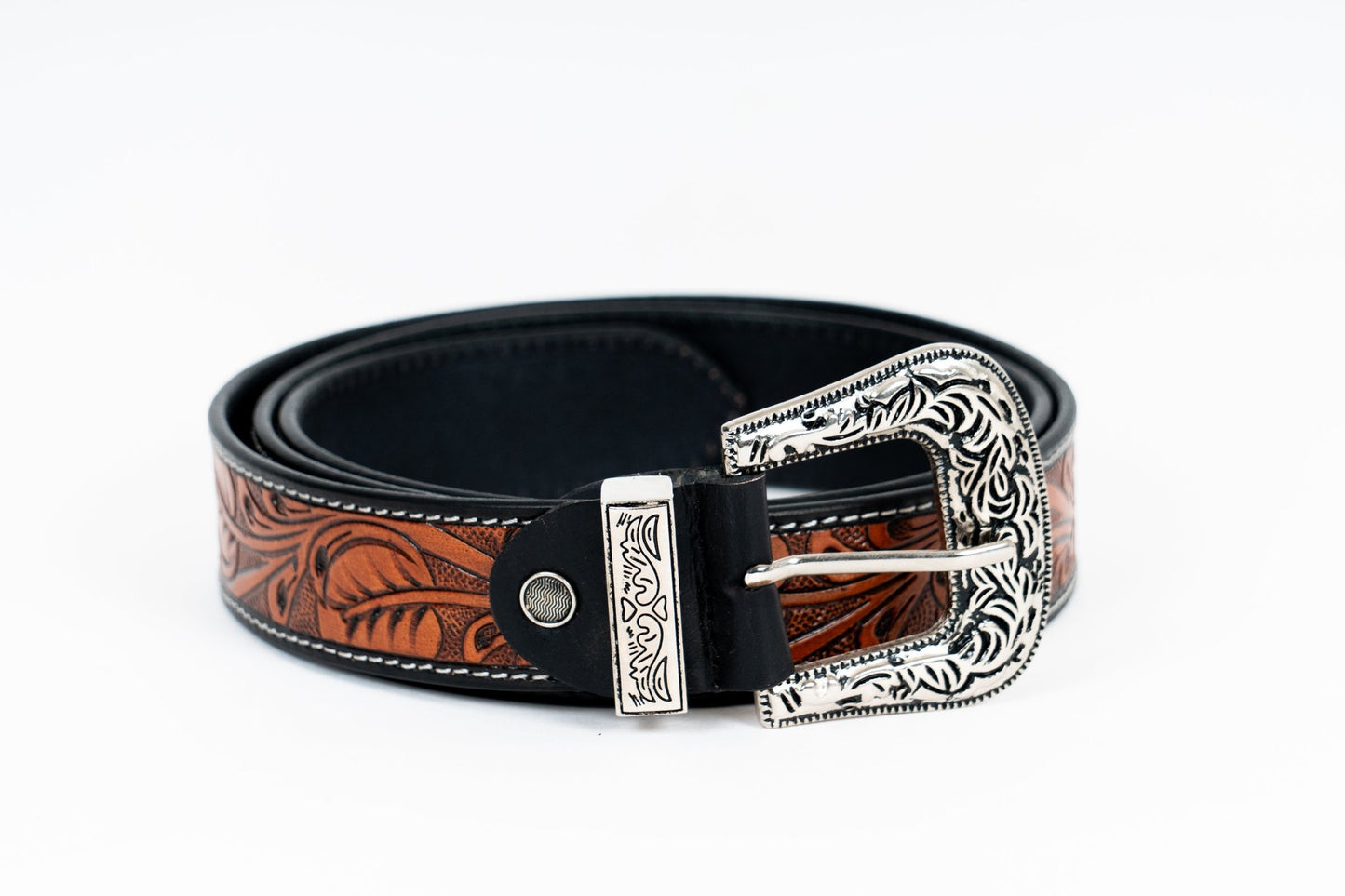 Brown Cowboy Leather Belt – Handmade Western Style - Leather Guy