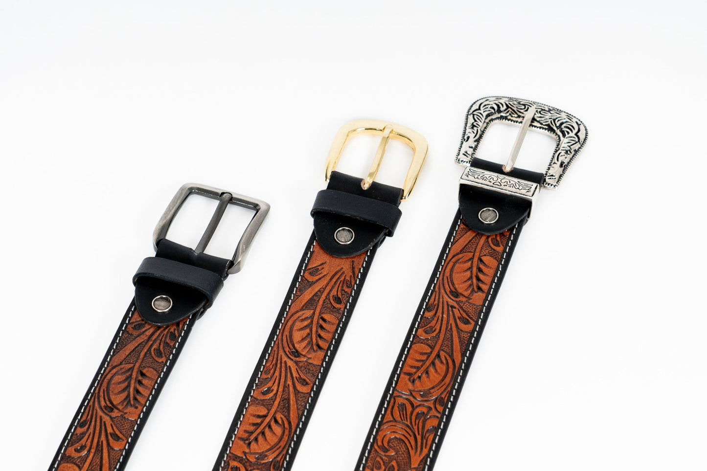 Brown Cowboy Leather Belt – Handmade Western Style - Leather Guy