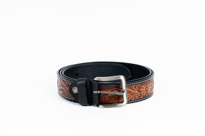 Brown Cowboy Leather Belt – Handmade Western Style - Leather Guy