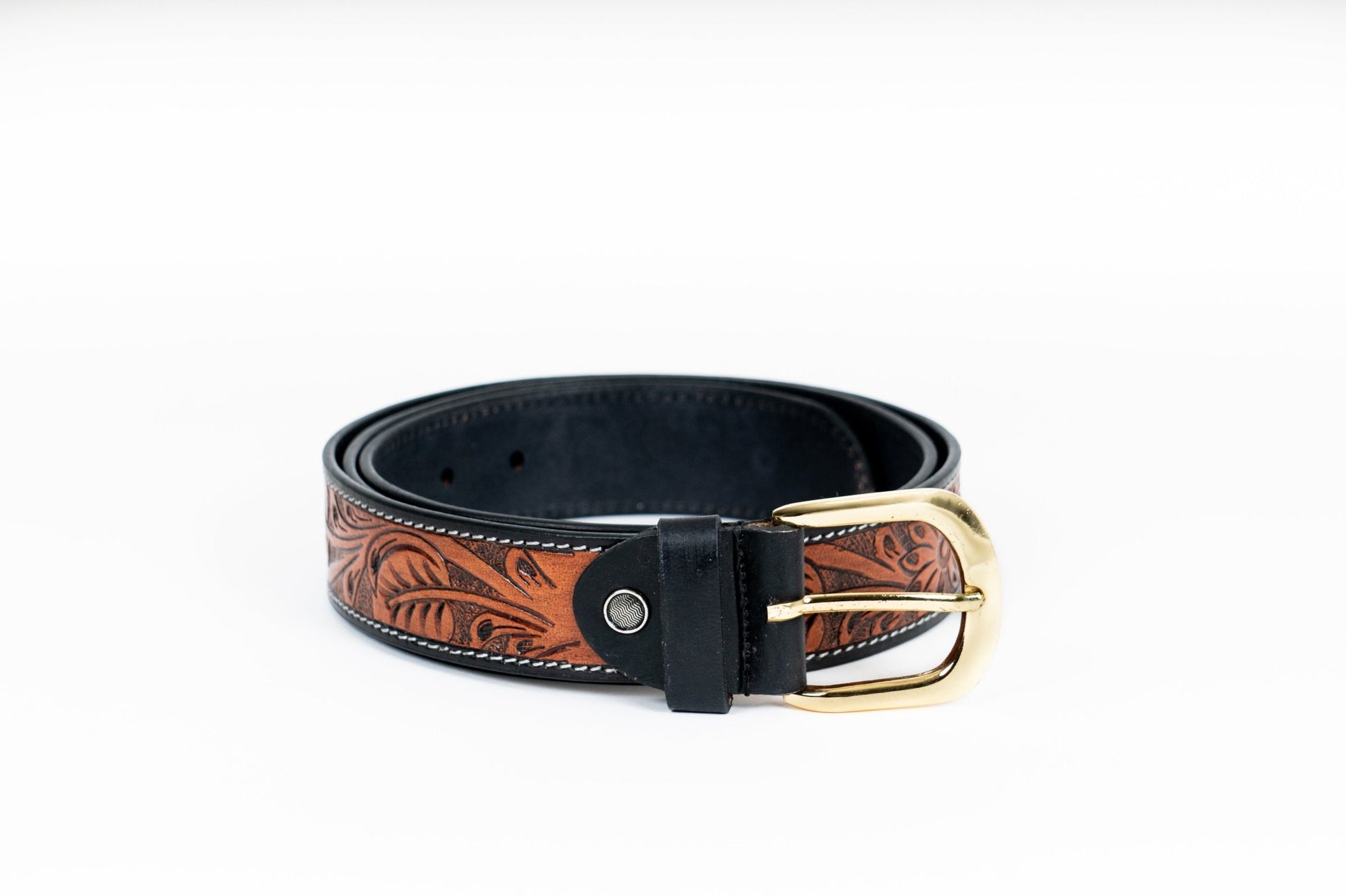 Brown Cowboy Leather Belt – Handmade Western Style - Leather Guy