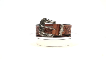 Western Sunflower Leather Belt – Hand-Tooled & Custom Made