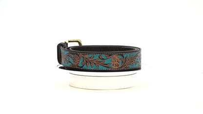 Turquoise Cowboy Leather Belt – Handmade in Australia
