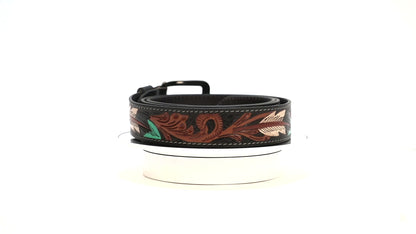 American Indian Style Genuine Leather Belt – Hand-Tooled & Painted.