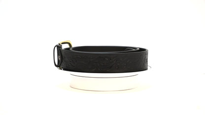 Black Sunflower Leather Belt – Hand-Tooled & Custom Made