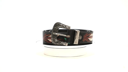 American Indian Style Genuine Leather Belt – Hand-Tooled & Painted.