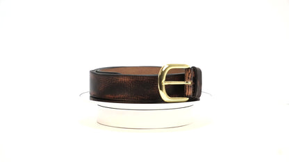 Vintage Distressed Leather Belt  – Rustic Black & Brown.