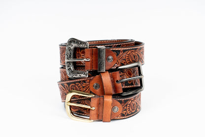 Rodeo Tooled Leather Belt – Western Style - Leather Guy