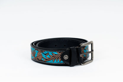 Turquoise Cowboy Leather Belt – Handmade in Australia - Leather Guy