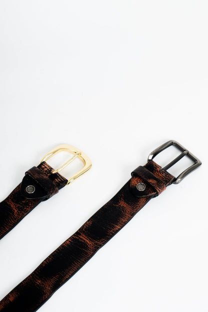 Vintage Distressed Leather Belt – Rustic Black & Brown. - Leather Guy