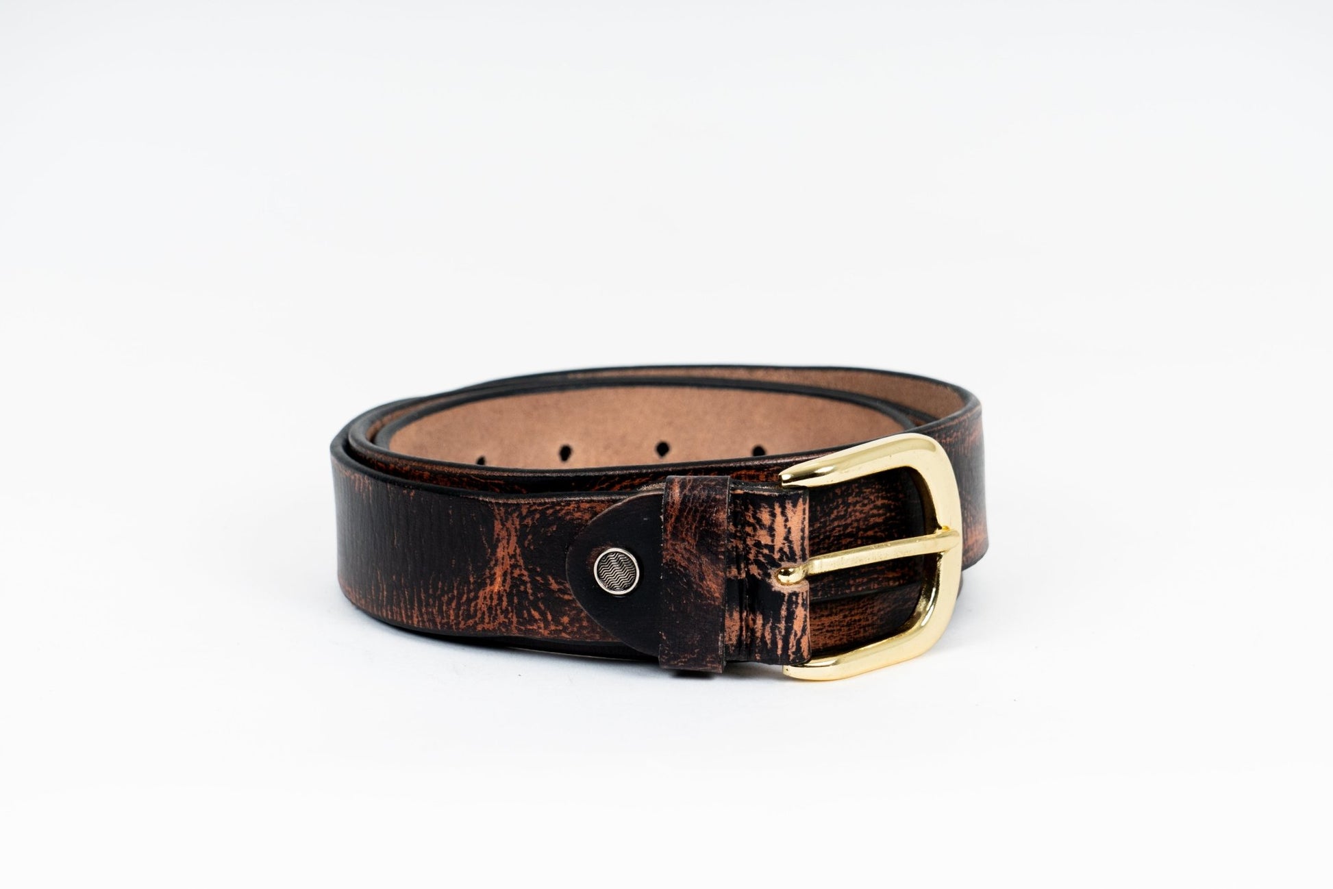 Vintage Distressed Leather Belt – Rustic Black & Brown. - Leather Guy