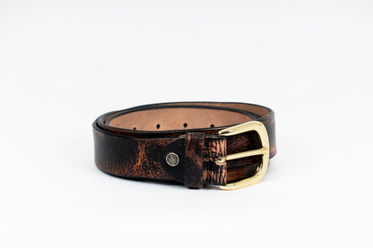 Vintage Distressed Leather Belt – Rustic Black & Brown. - Leather Guy